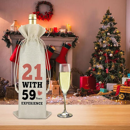 80th Birthday Gifts for Women Men Wine Bag Funny 80th Year Old Gifts for Parents Grandparents 80th Birthday Party Decors Champagne Wine Gift Bag Happy Birthday Gift Drawstring Burlap Wine Bag