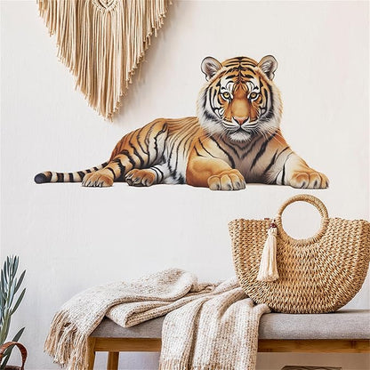 Lifelike Tiger Wall Decal 3D Animals Wall Sticker Safari Wall Decor for Nursery Kid'sroom School Classroom Livingroom Bedroom Bathroom Decoration (Lifelike Tiger 4)