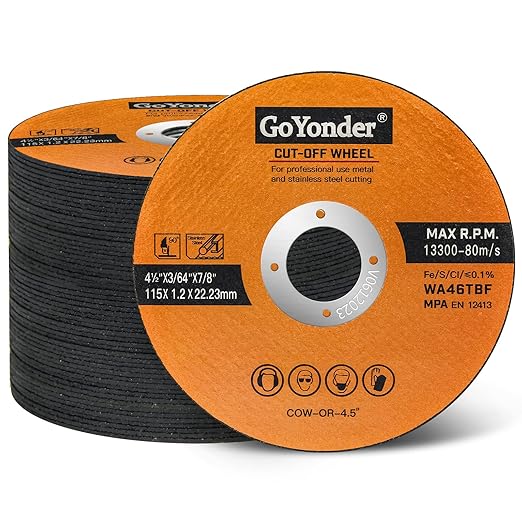 25 Pack 4.5" Cutting Wheel for Metal,Stainless Steel,4-1/2" x 0.045 x 7/8 Ultra Thin Cut-Off Wheel for Angle Grinders by GoYonder