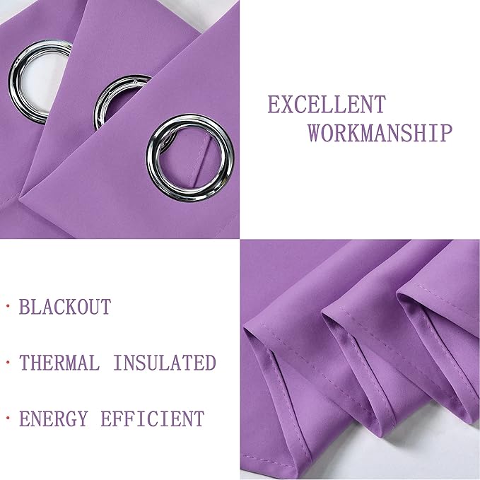 Light Purple Valance for Kitchen Windows Solid Lavender Grommet Top Blackout Valance Window Treatment for Living Room Short Straight Drape Valance for Bedroom Kids Room 100X18 1 Panel Lilac