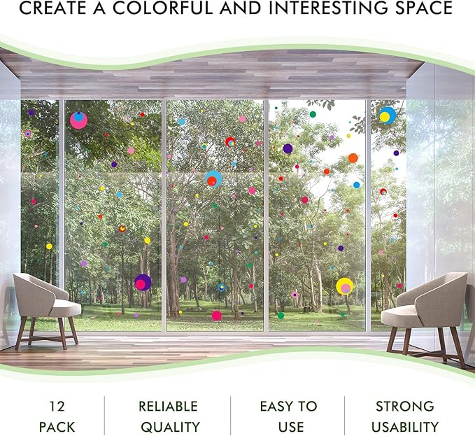 Zonon 264 Pieces Polka Dots Sticker Circle Wall Decal for Bedroom, Playroom Decor Removable Vinyl Stickers Dots Wall Decals(12 Colors)