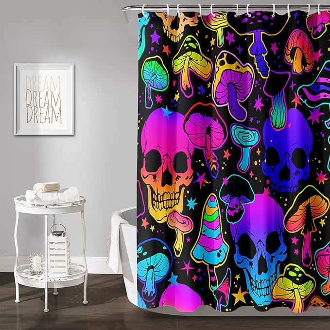 AILONEN Rose Flower Shower Curtain,Colorful Rose Flower Bath Curtain for Kids Girls Women,Modern Romantic Floral Flower Print Polyester Waterproof with 12 Plastic Hooks 72" W*96" H