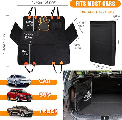 2024 Upgraded Dog Car Seat Cover,Back Seat Extender with Hard Bottom(Holds 480lb),Prevent Dog Falls,Wear-Resistant and Waterproof,Can accommodate 4 Dogs at The Same time.