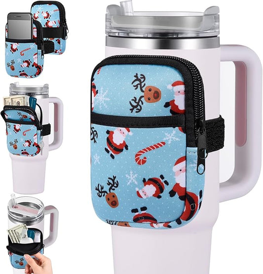 Water Cup Bottle Pouch Compatible for Stanley Tumbler Quencher Adventure 40oz & Stanley IceFlow 20/30 oz, Gym Running Water Bottle Fanny Pack Bag Accessories Handheld Caddy for Women Men