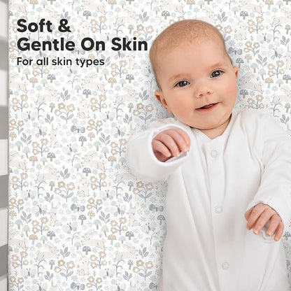 2-Pack Organic Crib Sheets for Boys, Girls - Jersey Fitted Crib Sheet, Baby Crib Sheets Neutral, Crib Mattress Sheet, Cotton Crib Sheets, Breathable Crib Sheet, Baby Mattress Sheets (Prairie)