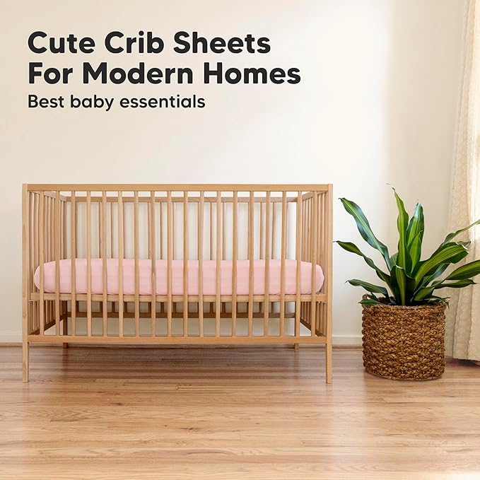 2-Pack Organic Crib Sheets for Boys, Girls - Jersey Fitted Crib Sheet, Baby Crib Sheets Neutral, Crib Mattress Sheet, Cotton Crib Sheets, Breathable Crib Sheet, Baby Mattress Sheets (Rose)