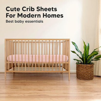 2-Pack Organic Crib Sheets for Boys, Girls - Jersey Fitted Crib Sheet, Baby Crib Sheets Neutral, Crib Mattress Sheet, Cotton Crib Sheets, Breathable Crib Sheet, Baby Mattress Sheets (Rose)