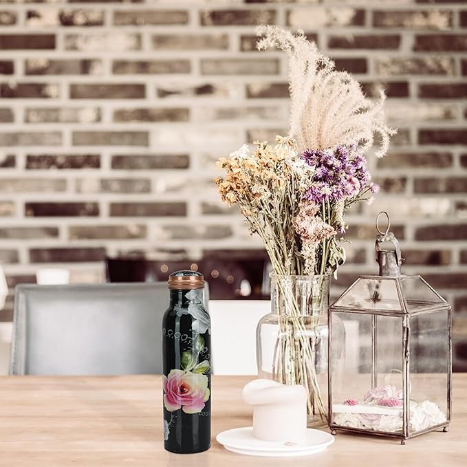 Copper Water Bottle for Drinking 34 oz Handmade Ayurvedic Health Benefits Leak Proof Copper water Bottle With Carry Bag for Sport Fitness Yoga - Natural Copper Water Bottle