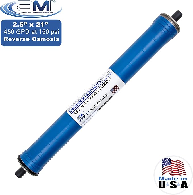 2.5" x 21" Low Energy Reverse Osmosis Membrane Element for Tap Water | 450 GPD at 150 psi | 99% Rejection | Replacement Commercial RO Membrane | Applied Membranes USA M-T2521ALE