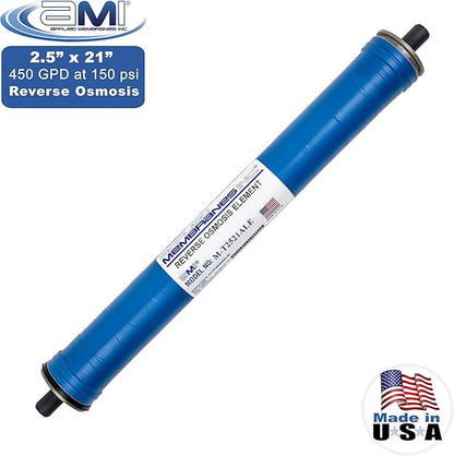 2.5" x 21" Low Energy Reverse Osmosis Membrane Element for Tap Water | 450 GPD at 150 psi | 99% Rejection | Replacement Commercial RO Membrane | Applied Membranes USA M-T2521ALE