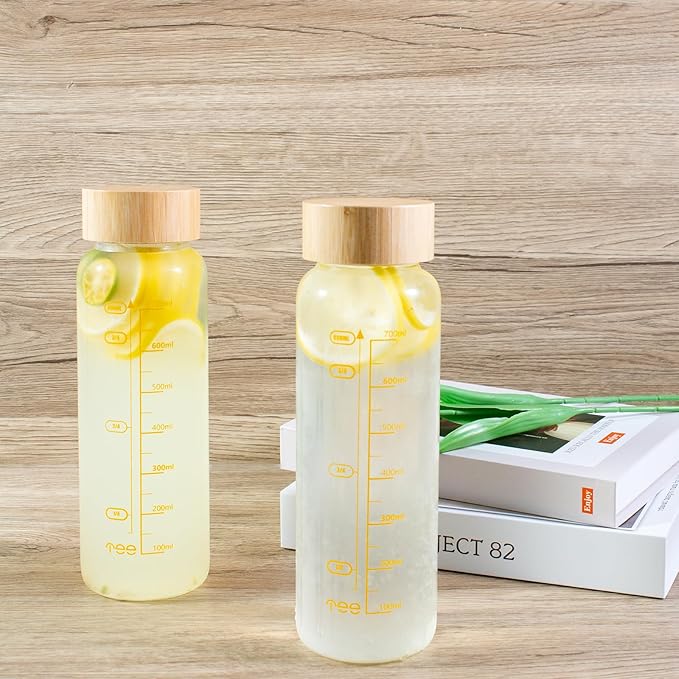 29oz Glass Water Bottle, Leak-Proof, with Stainless Steel Tea Infuser, BPA-Free, Suitable for Office, Car, Gym, and Travel, Reusable, for Hot and Cold Beverages (Circular-29oz)