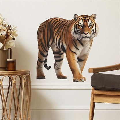 Lifelike Tiger Wall Decal 3D Animals Wall Sticker Safari Wall Decor for Nursery Kid'sroom School Classroom Livingroom Bedroom Bathroom Decoration (Lifelike Tiger 2)