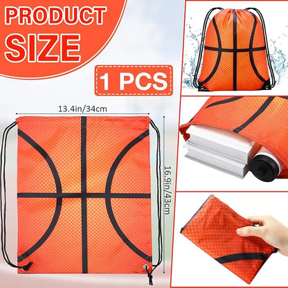 2 Pcs Basketball Sports Party Favors Sports Drawstring Bags Goodie Treat Bags 24 oz Squeeze Water Bottles