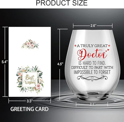 AGMDESIGN A Truly Great Doctor is Hard to Find Funny Wine Glasses with Gift Box, Graduation Gifts for Medical Graduates, Doctors Day Retirement Thanks Gifts for Doctors MD Physician Assistants