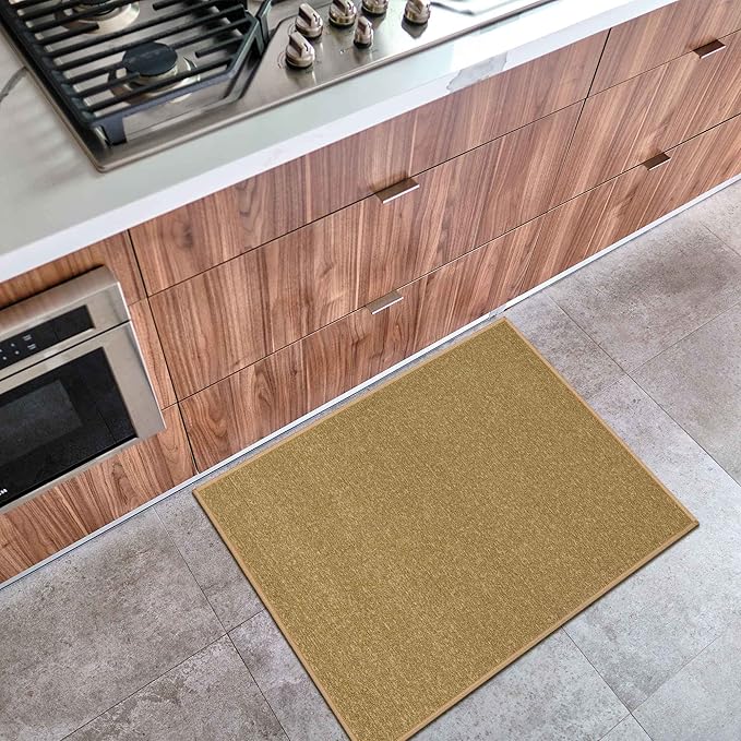 Machine Washable Modern Solid Design Non-Slip Rubberback 2x3 Pack of 2 Traditional Area Rug for Entryway, Bedroom, Kitchen, Bathroom, 2'3" x 3' - Pack of 2, Beige