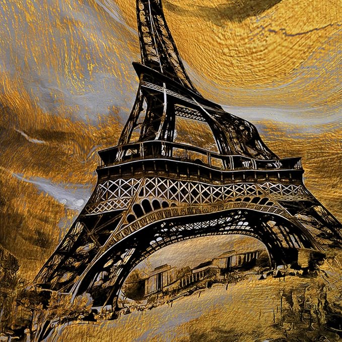 AILONEN Eiffel Tower Shower Curtain,Afterglow Tower Bathroom Fabric Shower Curtain for Boys Kids Teens, 36" W*72" H Vintage Orange & Black Style Paris Tower Bathroom Decor