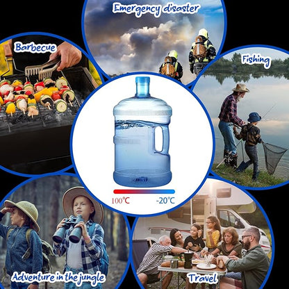 2 Pieces Water Jugs Round Plastic Water Bottle Portable Water Jug with Handle Leakproof Screw Cap Reusable Large Capacity Water Bottle for Camping Outdoor Travel Gym Use(3 Gallon)