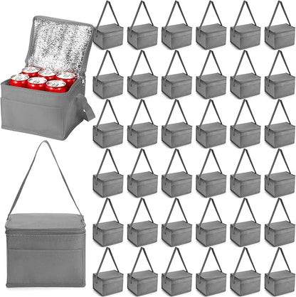 Amyhill Gray Insulated Lunch Bag, 8.27 x 6.3 x 5.51 inches, PEVA Foil Lining, Stain Resistant, Reusable, Portable, Lightweight, Spacious, Easy to Clean, Suitable for Office, Picnic