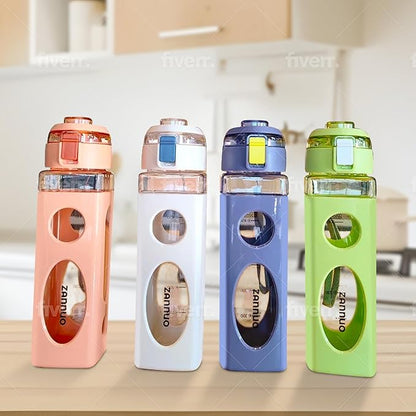 Water Bottle with Rope handle Easy Carry, Sport Water Bottle for Gym, Outdoor, School and Office, Leak Proof Portable Water Bottle BPA Free, Drink Water Bottles 650 ml / 22 oz. (White)