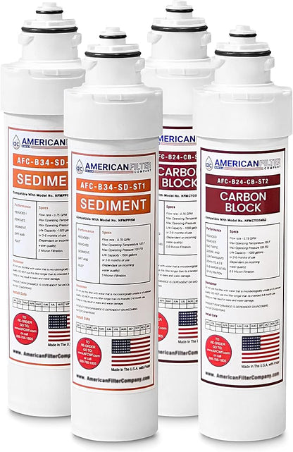 AFC Brand Model # AFC-B2-CMBPK 2-Stage Water Filters Replacement Kit, Compatible with Brio NFMCTO5MS2, NFMCTO5MS3 and UV Water Cooler CLPOU720UVF3- Made in USA 4Pk - AFC-B2-CMBPK-1Y