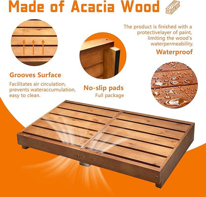 Outdoor Steps 3.5'' Height, Indoor Wooden Step Stool with Non Slip Pads, Step for Outside, Safety Stepping Stool for Hanicap, Kids, Bathroom, Kitchen, Bed (Oak Color)