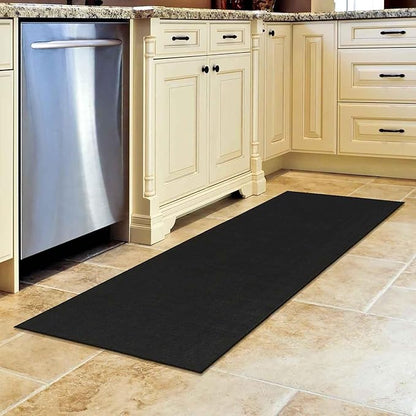 Machine Washable Modern Solid Design Non-Slip Rubberback 2x5 Traditional Runner Rug for Hallway, Kitchen, Bedroom, Entryway, 20" x 59", Black