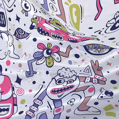 AILONEN Alien Shower Curtain,Spaceship Universe Theme Waterproof Fabric Shower Curtain Sets, 72" W*72" H Monster Robot Bathroom Decor for Boys Teens Kids