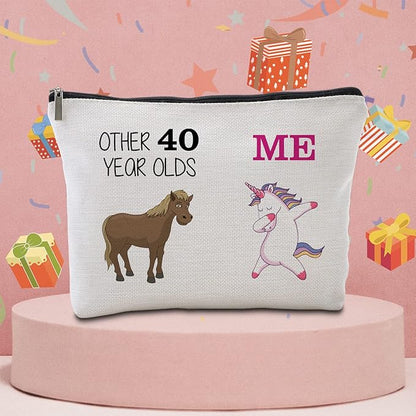 40th Birthday Gifts Women Travel Makeup Bag Funny Unicorn Gift Bag Other 40 Year Old Me Unicorn Best 40 Birthday Decorations for Her 40th Birthday Gift Ideas