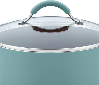 Rachael Ray Cucina Nonstick Cookware Pots and Pans Set, 12 Piece, Agave Blue