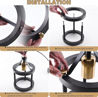 MO&OK Chandelier Set of 3 Vintage Pendant Light Fixture, Black Farmhouse Wooden Metal Chandeliers, Open Frame Hanging Lighting for Diningroom,Bar,Entrance Hall,Kitchen Island Living Room