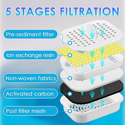 5 Pack Water Pitcher Dispenser Filter Replacement, Compatible with Nakii Filter Pitcher NFP-100, Reduces Chlorine, Sediment, Color and Odor, Replacement Filters for Pitcher