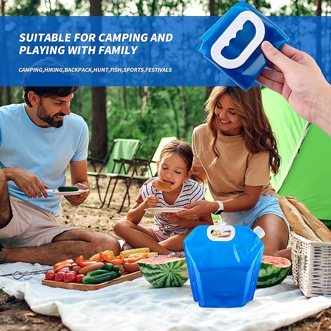 5 Pcs Collapsible Water Bottles Container Bag, 1.3 Gallon No-Leak Freezable Water Storage Bag, BPA Free Food Grade Plastic Storage Water Jug for Outdoors Camping Hiking Backpack Emergency