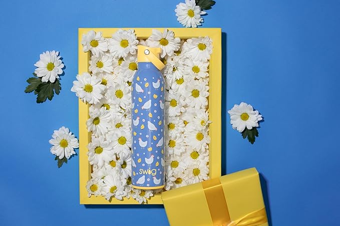 Swig Life 26oz Insulated Water Bottle with Straw & Flip + Sip Handle | Leak Proof, Dishwasher Safe, Cup Holder Friendly, Stainless Steel Water Bottle (Shell Yeah)