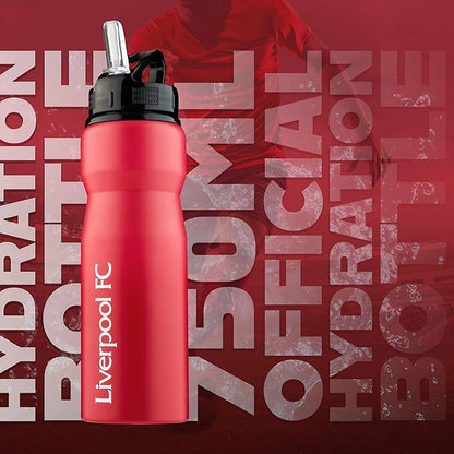 Liverpool FC Water Bottle with Straw - Metal Water Bottle for Soccer Fans Sports Work School Gym Liverpool Gifts for Men