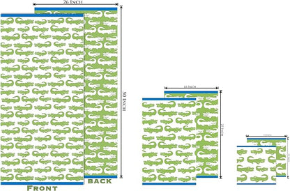 6 Piece Towel Set - Bath Time in A While Crocodile- 2 Bath Towels, 2 Hand Towels, 2 Washcloths in Bonus Tote Bag - 100% Cotton Jacquard Soft Absorbent Pool Beach Towel Gift - Green Blue