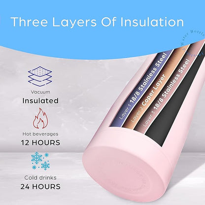 Insulated Stainless Steel Metal Water Bottle with Straw Lid - Vacuum Insulated Water Bottles, Keeps Hot and Cold - Sports Canteen Bottle