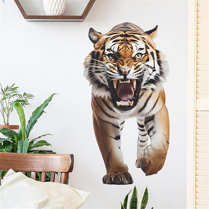 Lifelike Tiger Wall Decal 3D Animals Wall Sticker Safari Wall Decor for Nursery Kid'sroom School Classroom Livingroom Bedroom Bathroom Decoration (Lifelike Tiger 5)