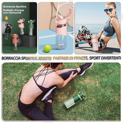 Sports Bottle - 22oz, Water Bottle with Straw, Leak Proof Flip Top Simple Modern Water Bottle, BPA Free Tritan Plastic Water Bottle. Suitable for Gym, Outdoor Travel Sports Enthusiast (Black)