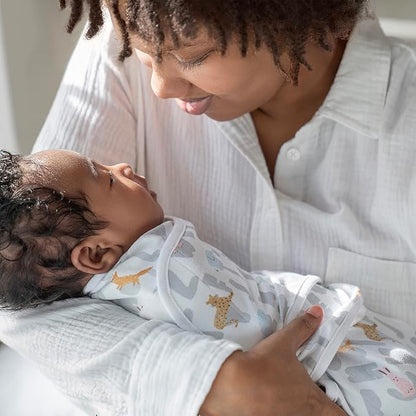 aden + anais, Cotton Knit Baby Wrap, Newborn Wearable Swaddle Blanket, 3 Pack, Multicolor Alphabet Animals, 0-3 Months