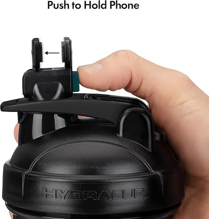 Hydra Cup JailBreak Pro - 28 oz Shaker Cup with Removable Phone Clip, Shaker Bottle for Protein Shakes with Carry Handle, Ball Blender, BPA Free (Black)