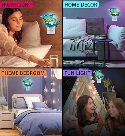 CoTa Global Dolphin Night Light – Wall Plug in Night Light with Switch, Hand Made Metal & Glass Nightlight for Bathroom, Nursery, Hallway, Kitchen, & Bedroom – 5 Inches