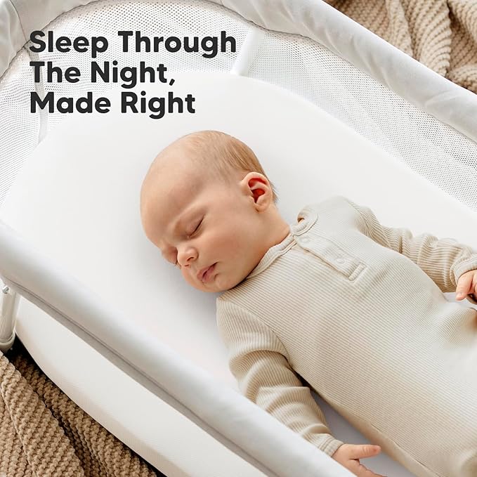 2-Pack Organic Bassinet Sheets for Girls, Boys - 100% Cotton Bassinet Mattress Sheets Compatible with Halo Bassinest Swivel Sleeper, Graco, Baby Delight, Chicco, Fitted Bassinet Sheets (Soft White)