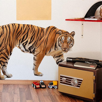 Lifelike Tiger Wall Decal 3D Animals Wall Sticker Safari Wall Decor for Nursery Kid'sroom School Classroom Livingroom Bedroom Bathroom Decoration (Lifelike Tiger 9)