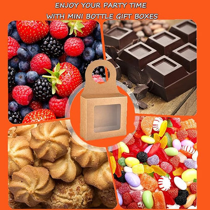 25pcs Kraft Paper Wine Bottle Box Wine Bottle Hanging Paper Box Hanging Foldable Wine Gift Boxes Hanging Bottle Gift Decoration for Holding Candy Truffles Chocolate Cookies