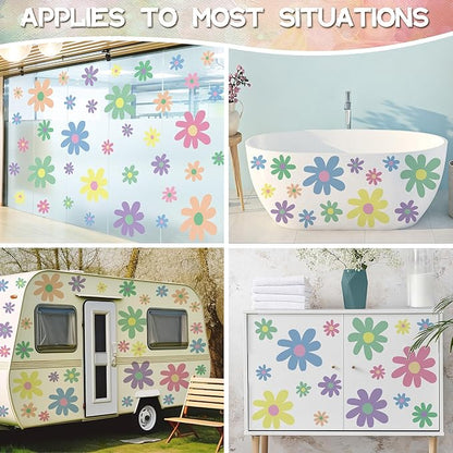 Amaonm 12 Sheets Large Daisy Wall Decals DIY Boho Sunflower Wall Stickers Peel and Stick Colorful ins Daisy Floral Wall Decor for Nursery Little Girls Teens Bedroom Living Room (12 Sheets of 34pcs)