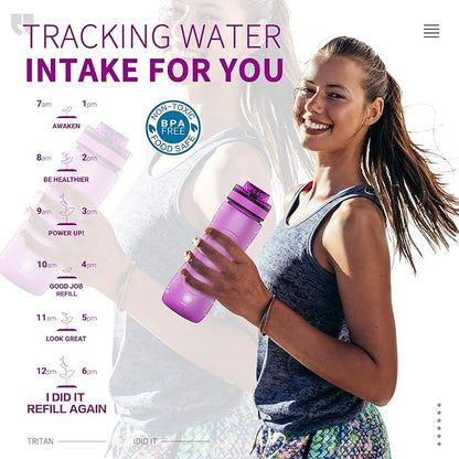 25oz Kids Sports Water Bottles for School with Spout Lid (Purple)