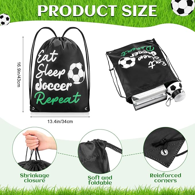 4 Pcs Soccer Gift Set Soccer Drawstring Bag Soccer Stuff, Silicone Water Bottle, Quick Dry Towel, Socks for Training Sports Accessories