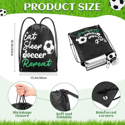 4 Pcs Soccer Gift Set Soccer Drawstring Bag Soccer Stuff, Silicone Water Bottle, Quick Dry Towel, Socks for Training Sports Accessories
