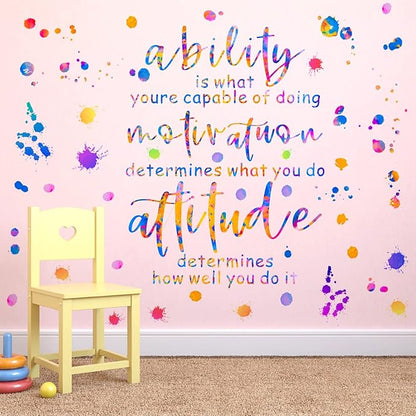 Inspirational Quotes Wall Decal Colorful Inspirational Wall Stickers Vinyl Motivational Phrases Stickers Removable Peel and Stick Wall Stickers for Nursery Classroom Kids Room Decor