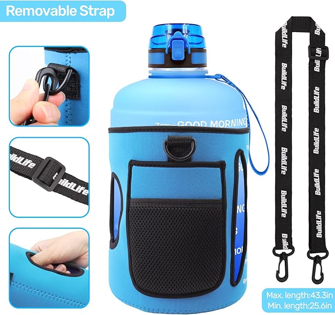 QuiFit 1 Gallon Water Bottle - 128 oz Water Bottle with Times to drink - BPA Free Motivational Water Bottle with Infuser - Large Water Bottle - Sports Water Bottle 1 Gallon in Gym